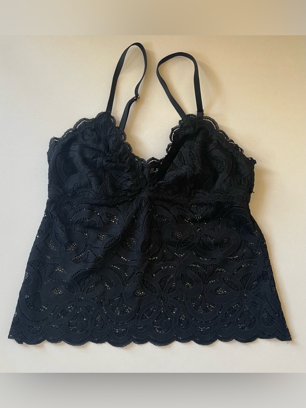 Aerie Black Lace Going Out Party Cropped Tank Top